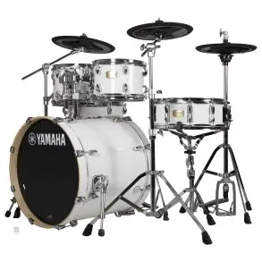 Bateria Yamaha Stage Custom Birch 5 Cuerpos Color Pure White Bombo 20x17