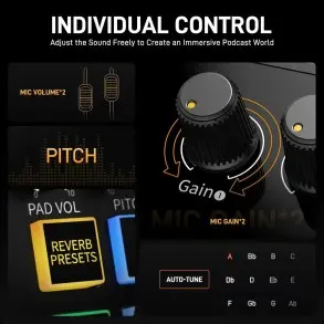 Mixer Maono Podcast E2 GEN2 canales USB-C Maonocaster Bluetooth