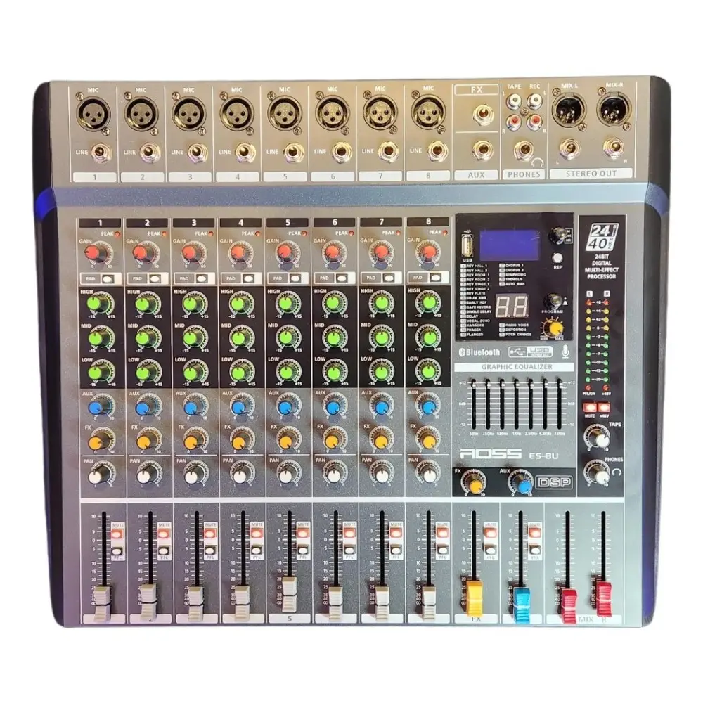 Mixer 8 Canales con Bluetooth Ross ES-8U