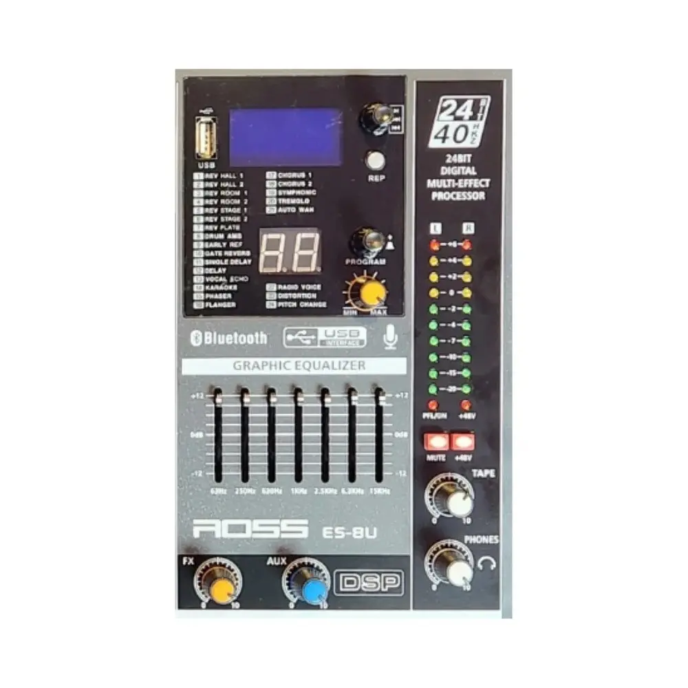 Mixer 8 Canales con Bluetooth Ross ES-8U