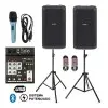 Combo Bafles Potenciados + Mixer Usb Bluetooth + Accesorios