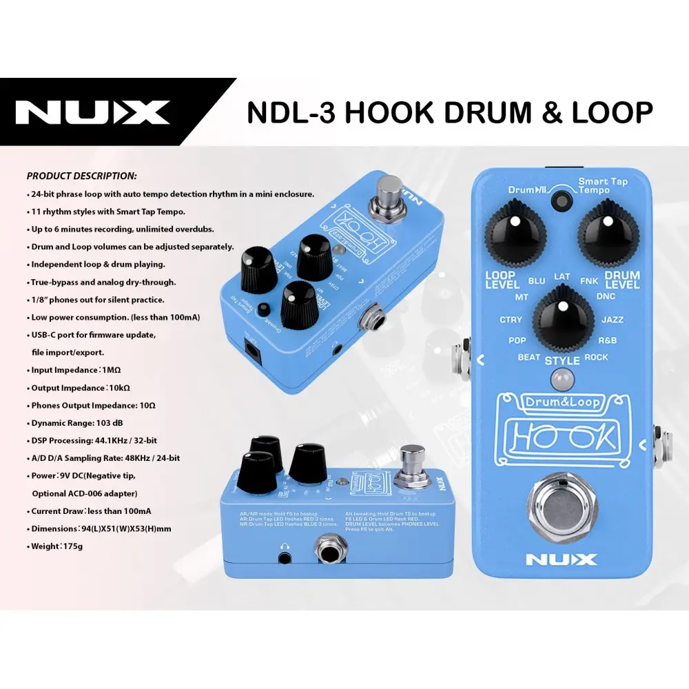 Mini Pedal de Efecto Loop Nux NDL-3