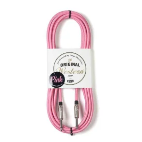 Cable Western Plug Tela Ficha Plateada Recto 3 mts Color: Rosado PINKPR30