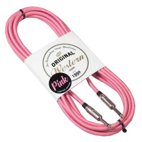 Cable Western Plug Tela Ficha Plateada Recto 3 mts Color: Rosado PINKPR30
