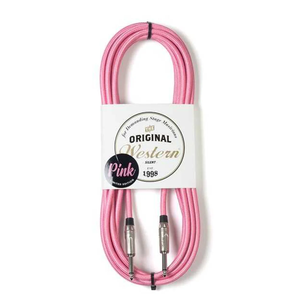 Cable Western Plug Tela Ficha Plateada Recto 6 mts Color: Rosado PINKPR60