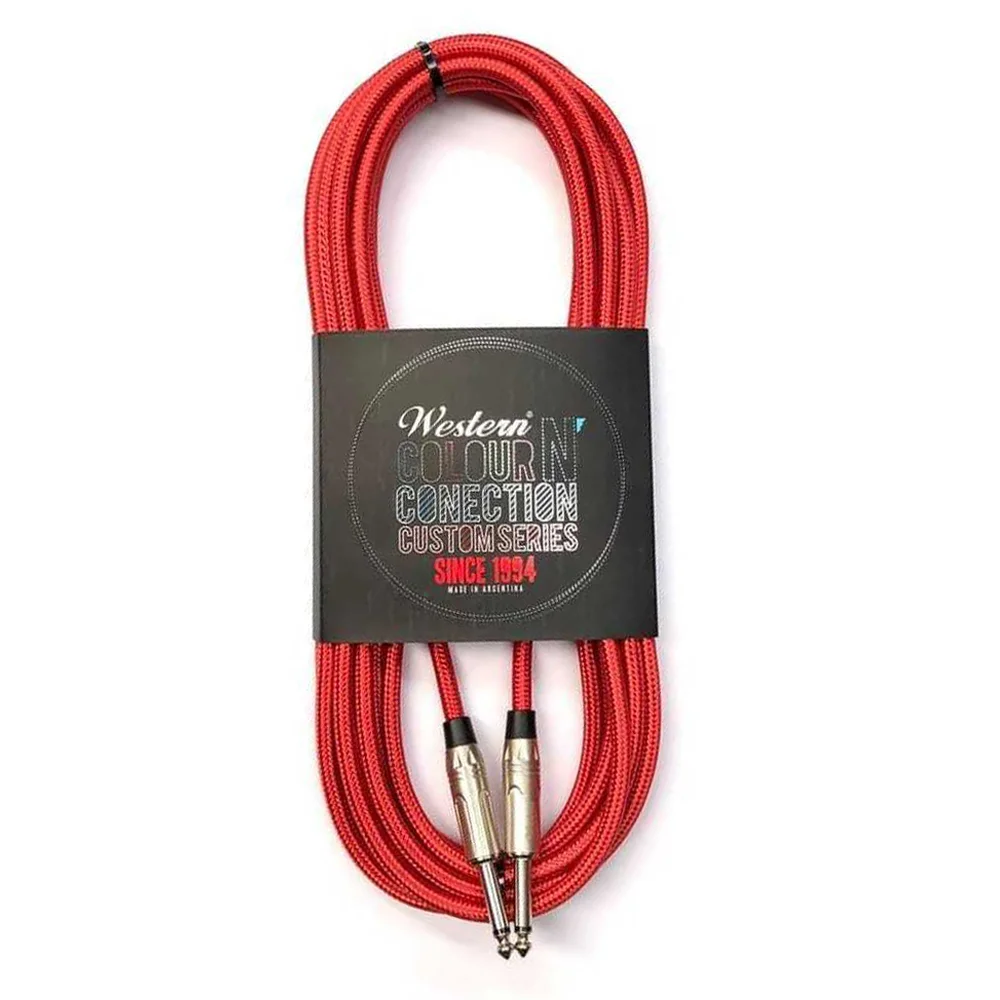 Cable Western Plug Plug Recto Ficha Plateada 6 metros Color: Rojo MPRTX60