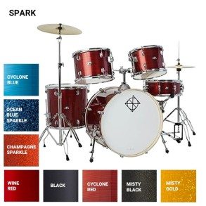 Bateria Completa 5 Cuerpos Bombo 22 Cyclone Red DIXON SP522C2CRD