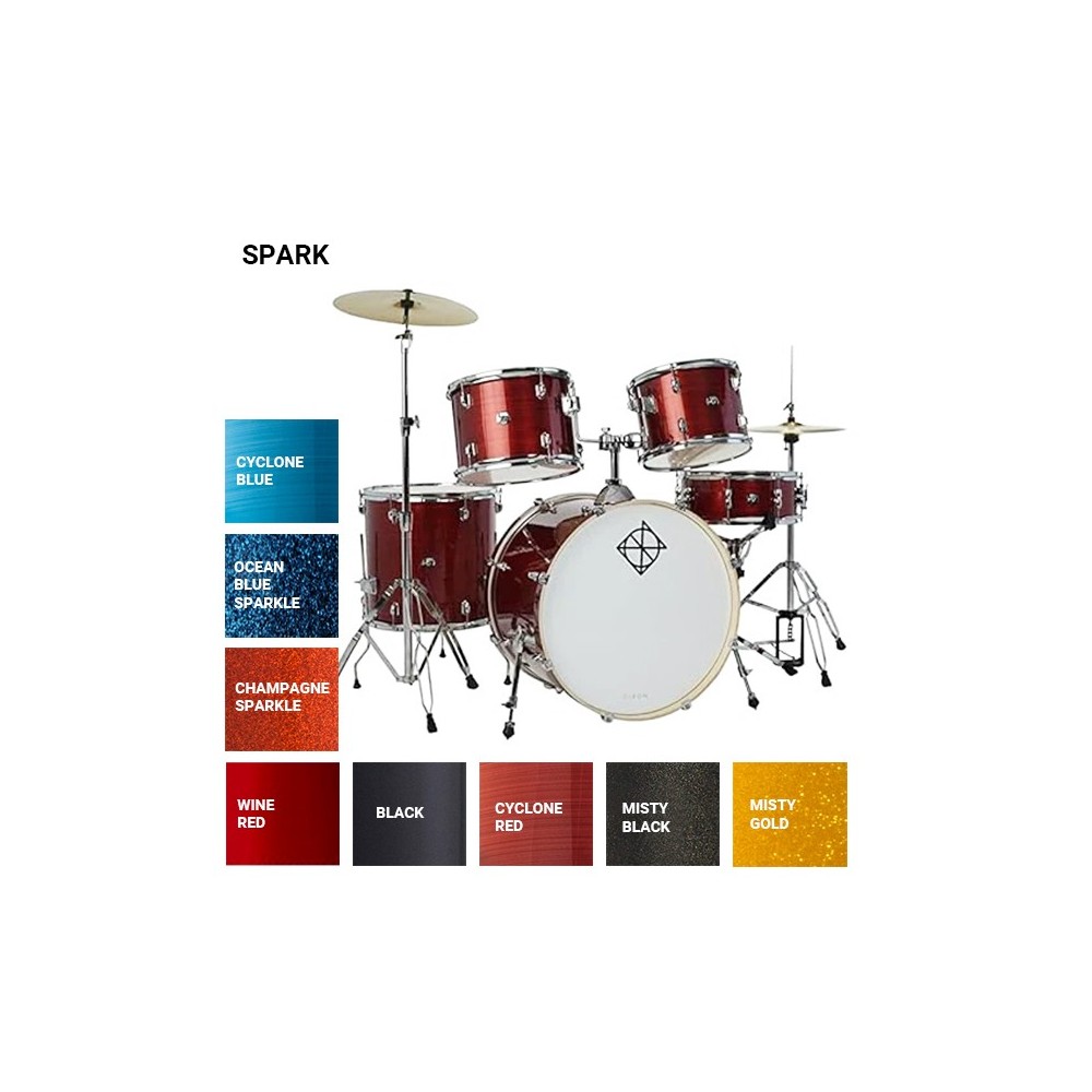 Bateria Completa 5 Cuerpos Bombo 22 Cyclone Red DIXON SP522C2CRD