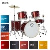 Bateria Completa 5 Cuerpos Bombo 22 Cyclone Red DIXON SP522C2CRD