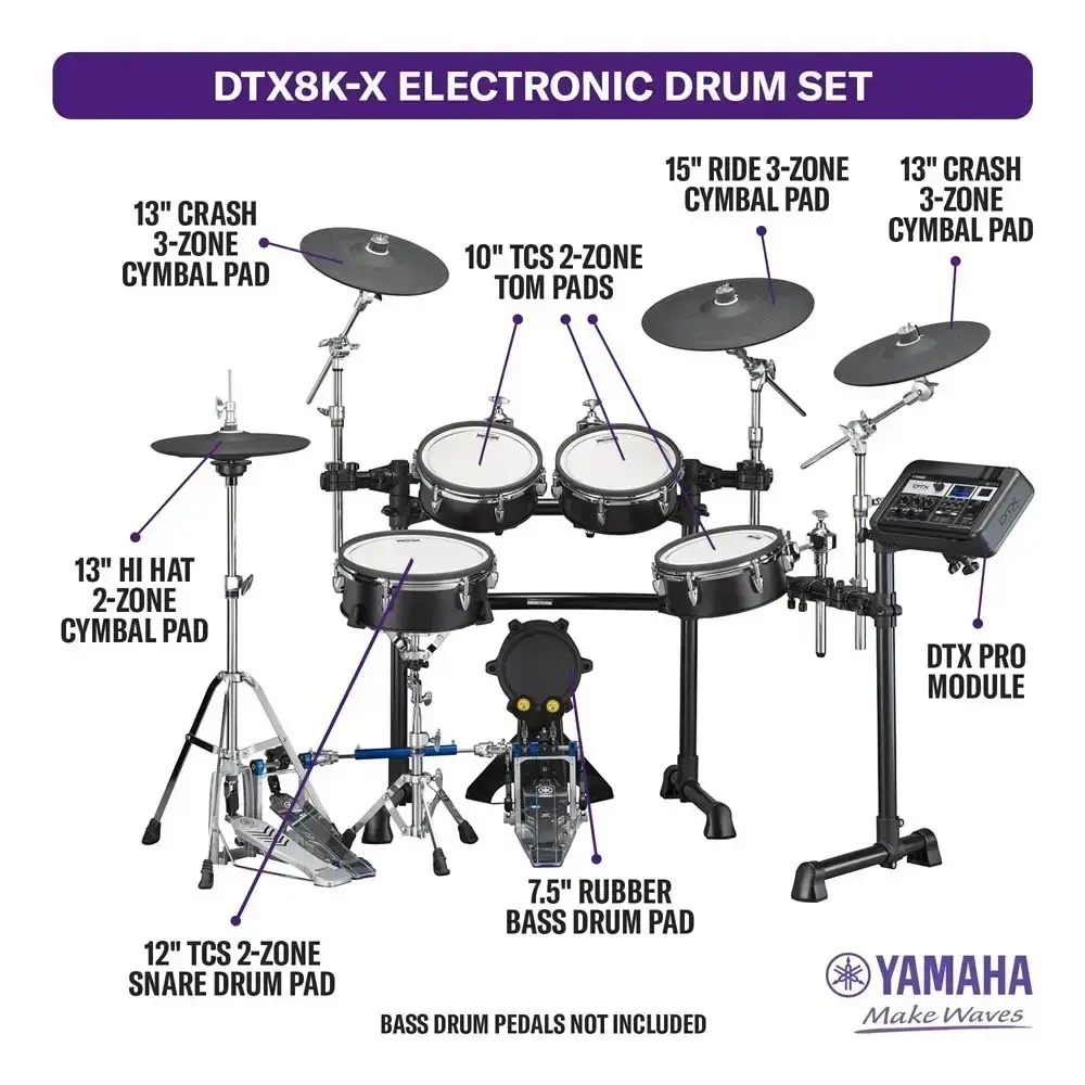 Bateria Electronica Yamaha DTX8KBF Parches Mesh REMO (DTXPRO + DTC8 + DTP8M + RS8)