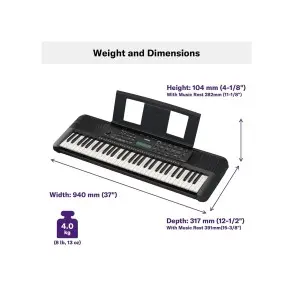 Teclado Yamaha PSRE 283 61 Teclas con USB 650 Sonidos