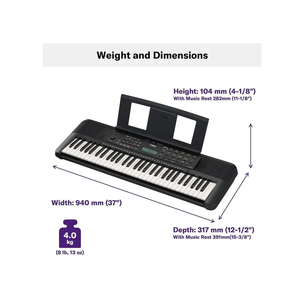 Teclado Yamaha PSRE 283 61 Teclas con USB 650 Sonidos