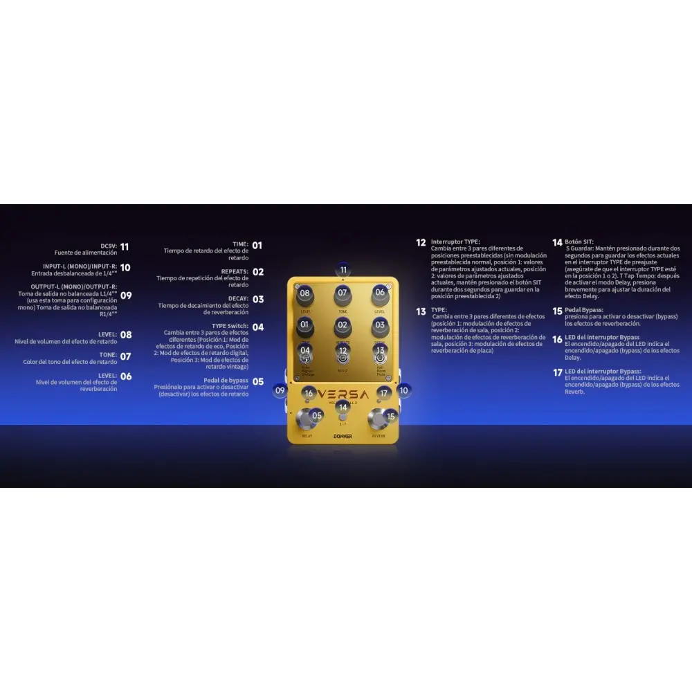 Pedal De Efecto Delay Reverb Donner EC6926