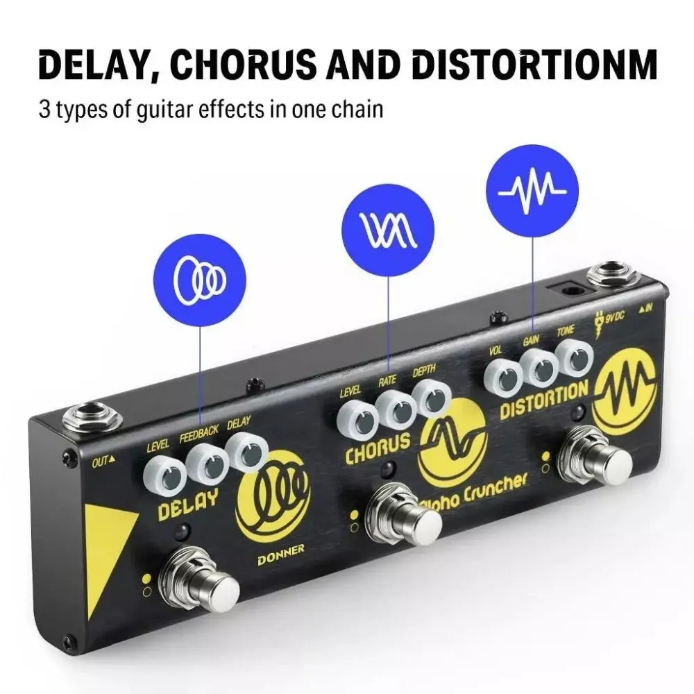 Pedal Multiefecto Delay Chorus Distortion Donner EC962