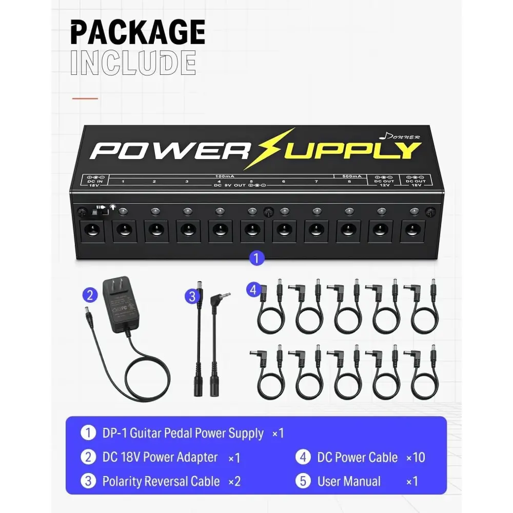 Fuente De Alimentacion para pedales Donner EC812