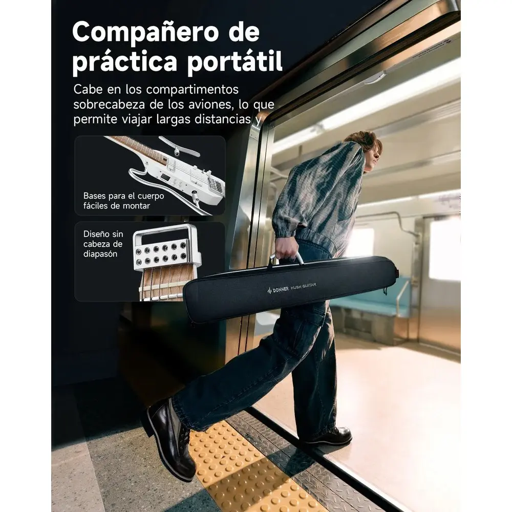 Guitarra Electrica de Viaje Negro Donner EC7030