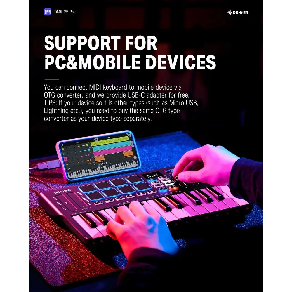 Controlador Midi Pro 25 Teclas Donner EC6783