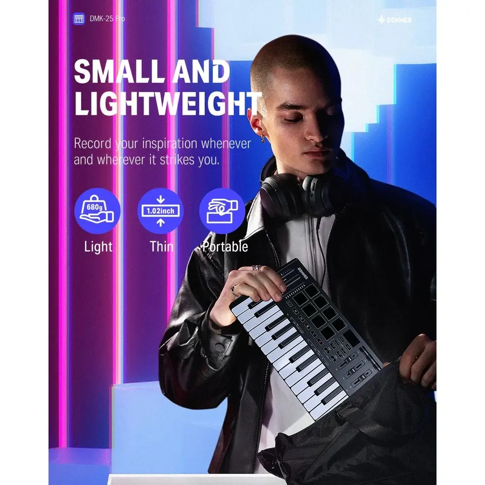 Controlador Midi Pro 25 Teclas Donner EC6783