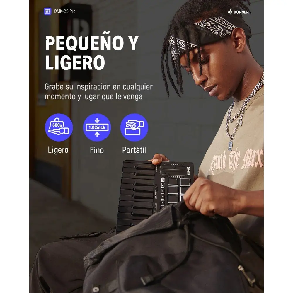 Controlador Midi 25 Teclas Donner EC3360