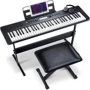 Teclado Digital Sensitivo Banqueta Soporte Microfono 61 Teclas Donner EC3095