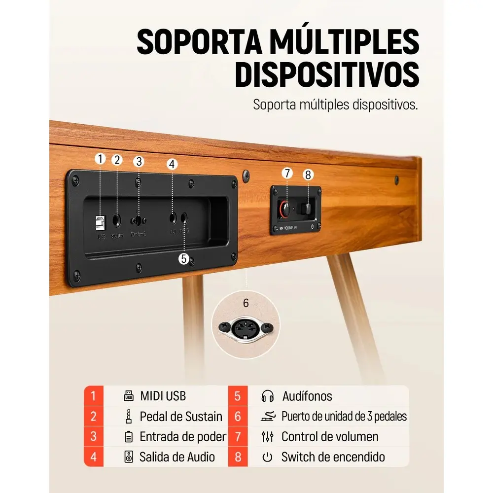Piano Digital Color Madera 88 Teclas Donner EC3200