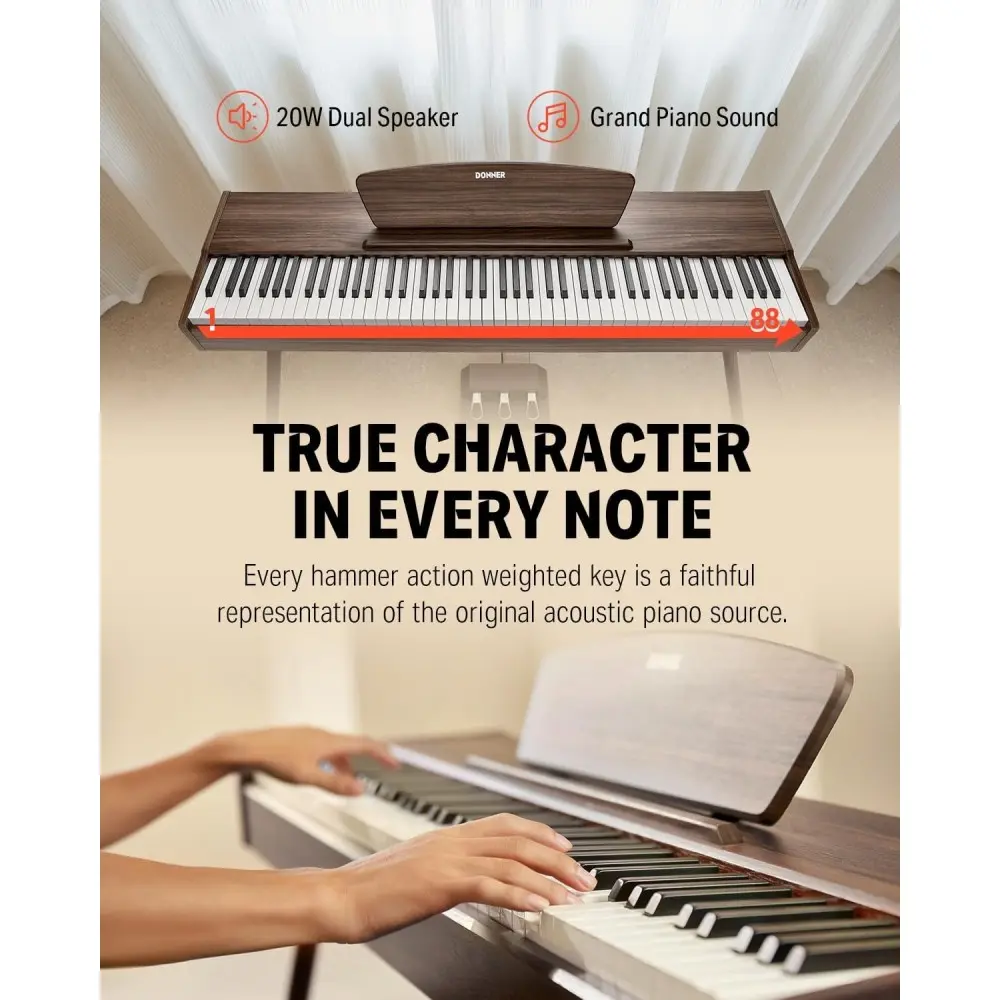 Piano Digital Color Nogal 88 Teclas Donner EC6766