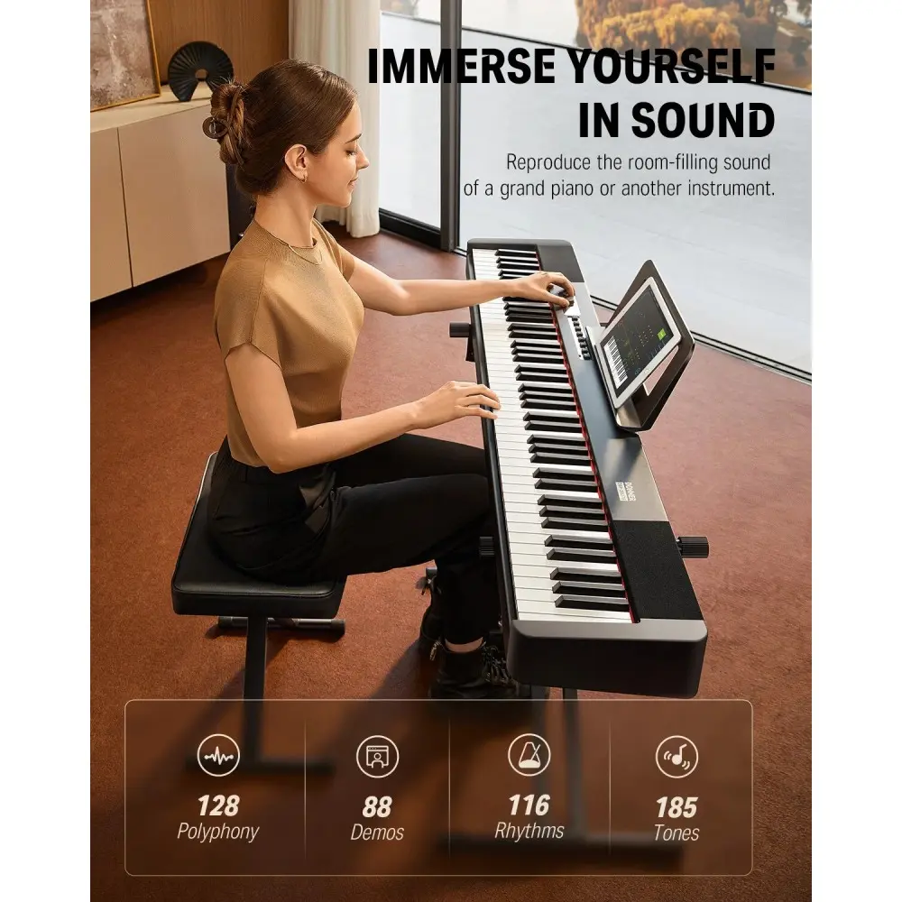 Piano Digital 88 Teclas Negro Donner EC6870