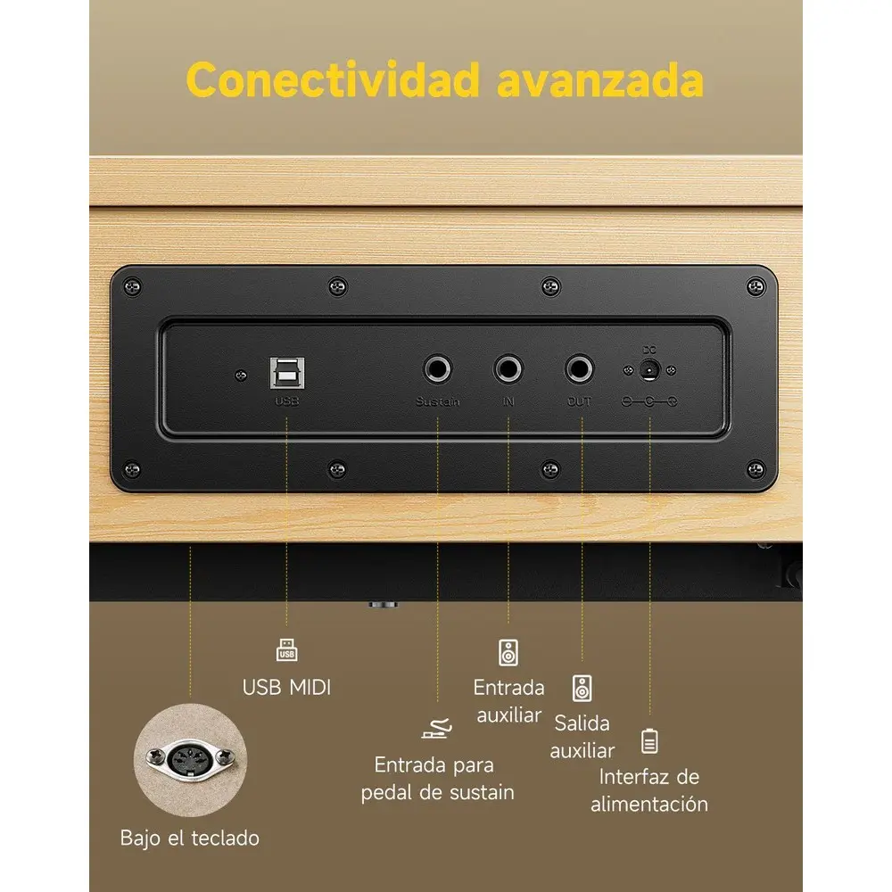 Piano Digital 88 Teclas Natural Bluetooth Donner EC7044