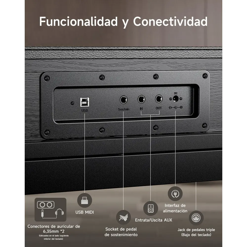 Piano Digital 88 Teclas Negro Donner EC7135