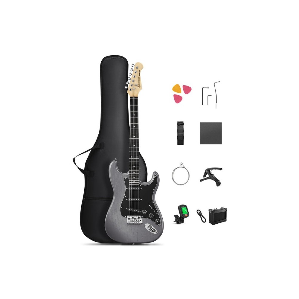 Pack Guitarra Electrica Gris con Amplificador Donner EC6961