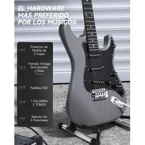 Pack Guitarra Electrica Gris con Amplificador Donner EC6961