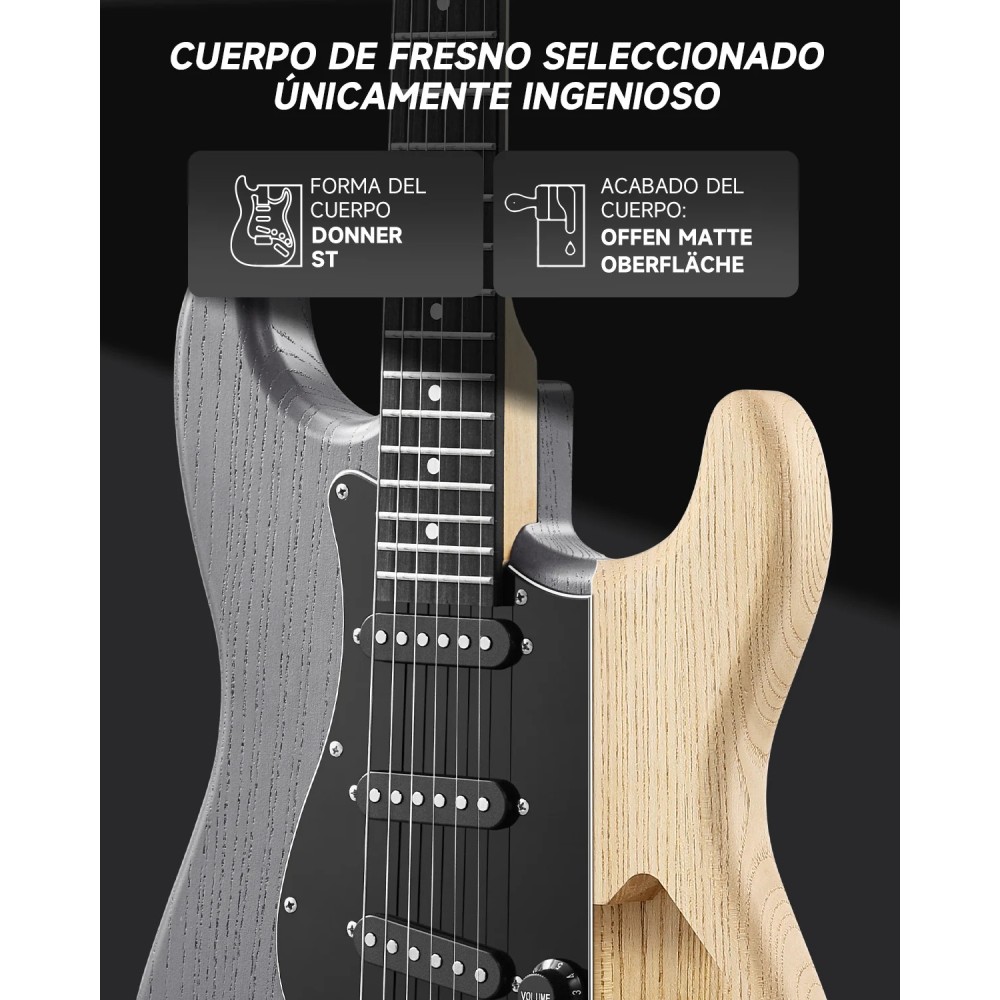 Pack Guitarra Electrica Gris con Amplificador Donner EC6961