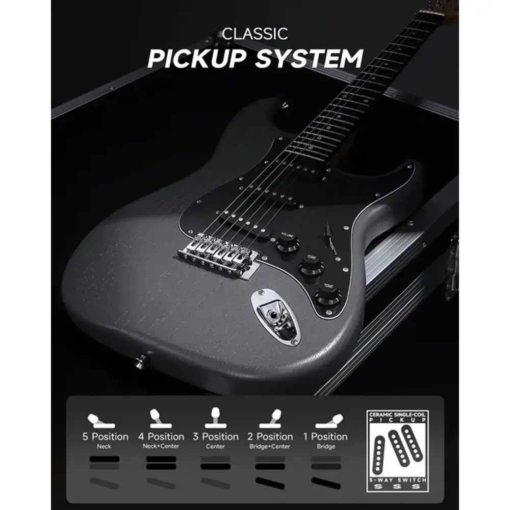 Pack Guitarra Electrica Gris con Amplificador Donner EC6961