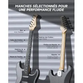 Pack Guitarra Electrica Gris con Amplificador Donner EC6961