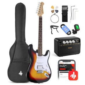 Pack Guitarra Electrica Sunburst con Amplificador Bluetooth Donner EC1098