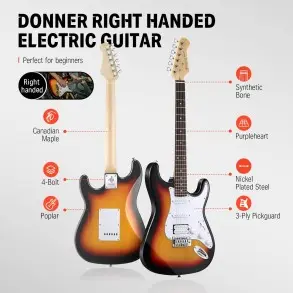 Pack Guitarra Electrica Sunburst con Amplificador Bluetooth Donner EC1098