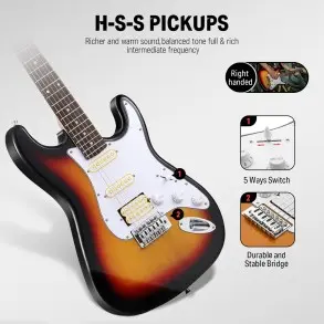 Pack Guitarra Electrica Sunburst con Amplificador Bluetooth Donner EC1098