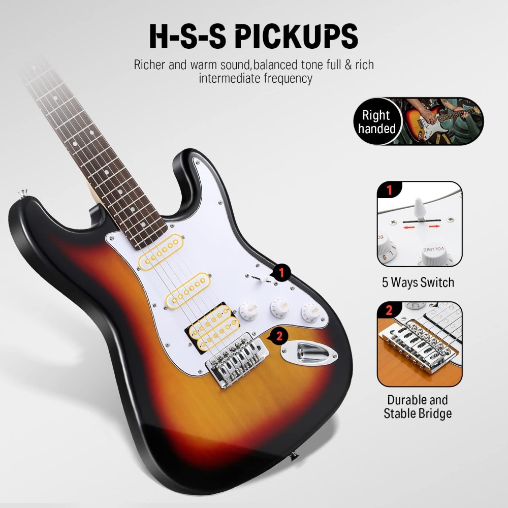 Pack Guitarra Electrica Sunburst con Amplificador Bluetooth Donner EC1098