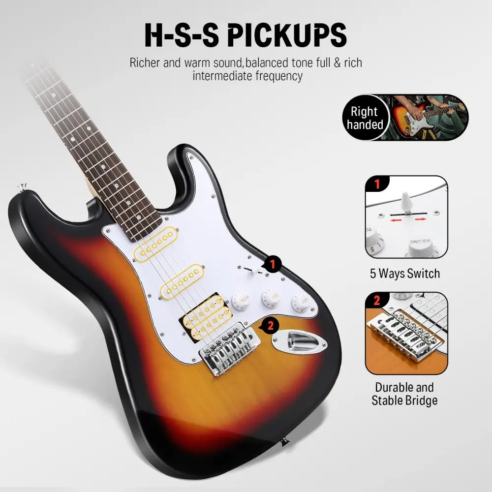 Pack Guitarra Electrica Sunburst con Amplificador Bluetooth Donner EC1098