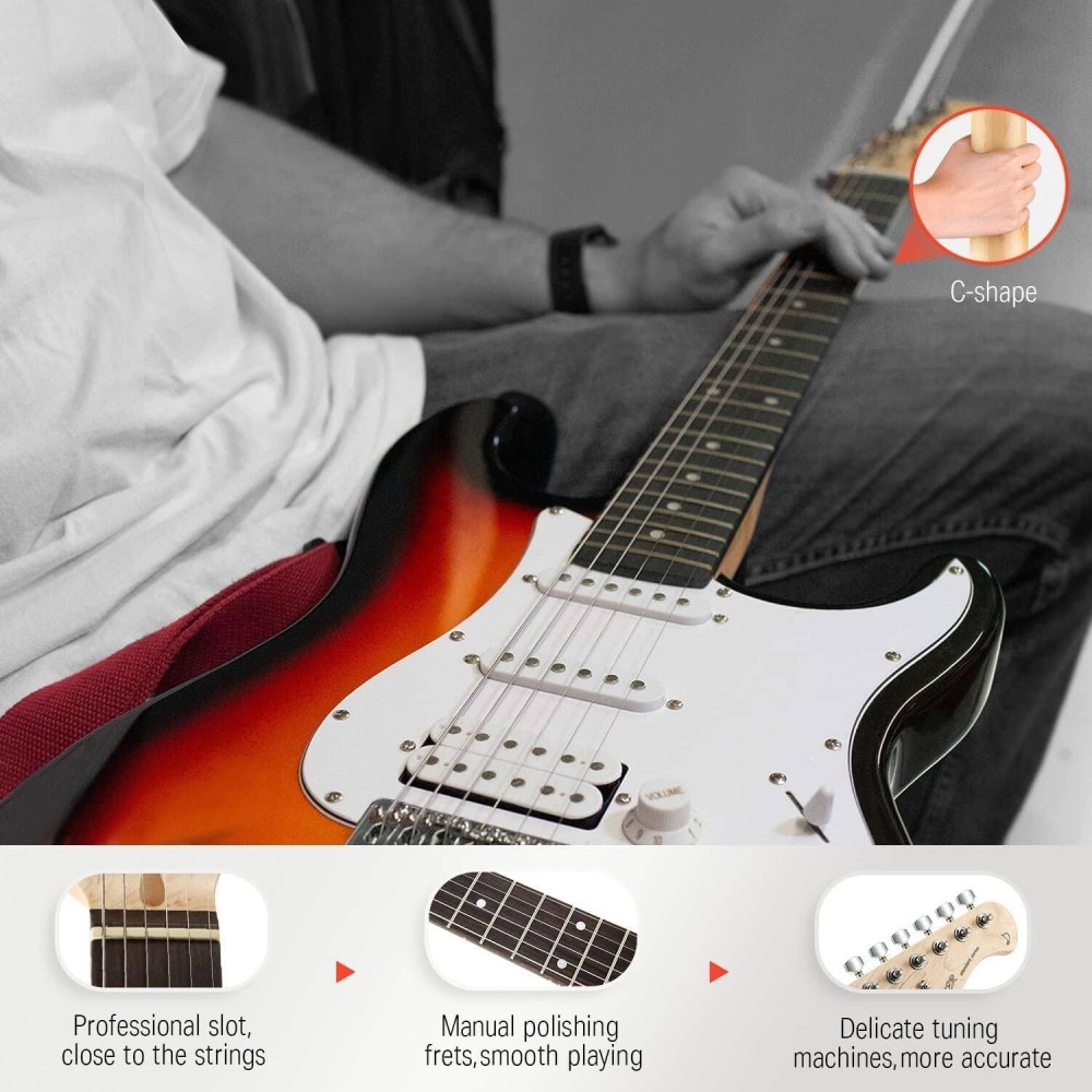 Pack Guitarra Electrica Sunburst con Amplificador Bluetooth Donner EC1098