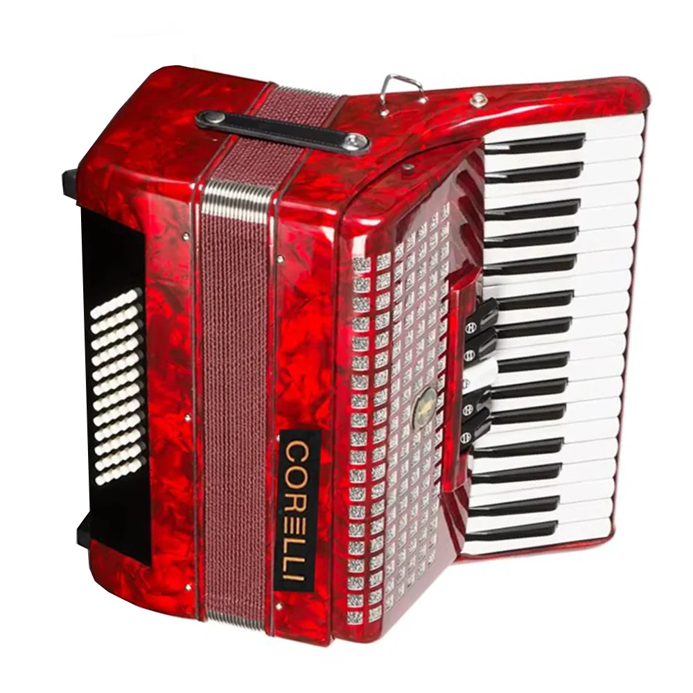 Acordeón A Piano Corelli 34 Teclas 60 Bajos JH2011 RD con Funda