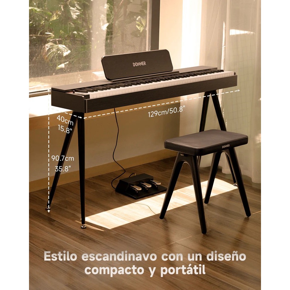 Piano Digital 88 Teclas Negro Donner EC7134