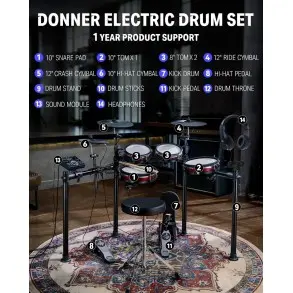 Bateria Electronica 5 Cuerpos Mesh Donner EC6781