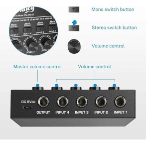 Mixer de Audio 4 Canales Stereo Donner MKO105