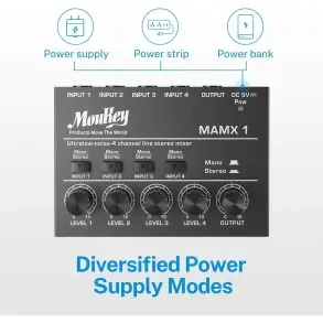 Mixer de Audio 4 Canales Stereo Donner MKO105
