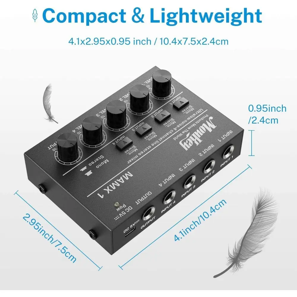 Mixer de Audio 4 Canales Stereo Donner MKO105