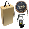 Box Regalo Guitarra Acustica 1 Afinador Recargable + Cable + Capodastro