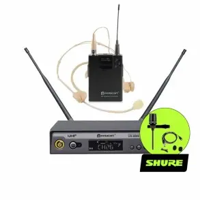 Sistema Inalambrico Relacart UR22S con Body Pack Vincha y Microfono Shure Corbatero