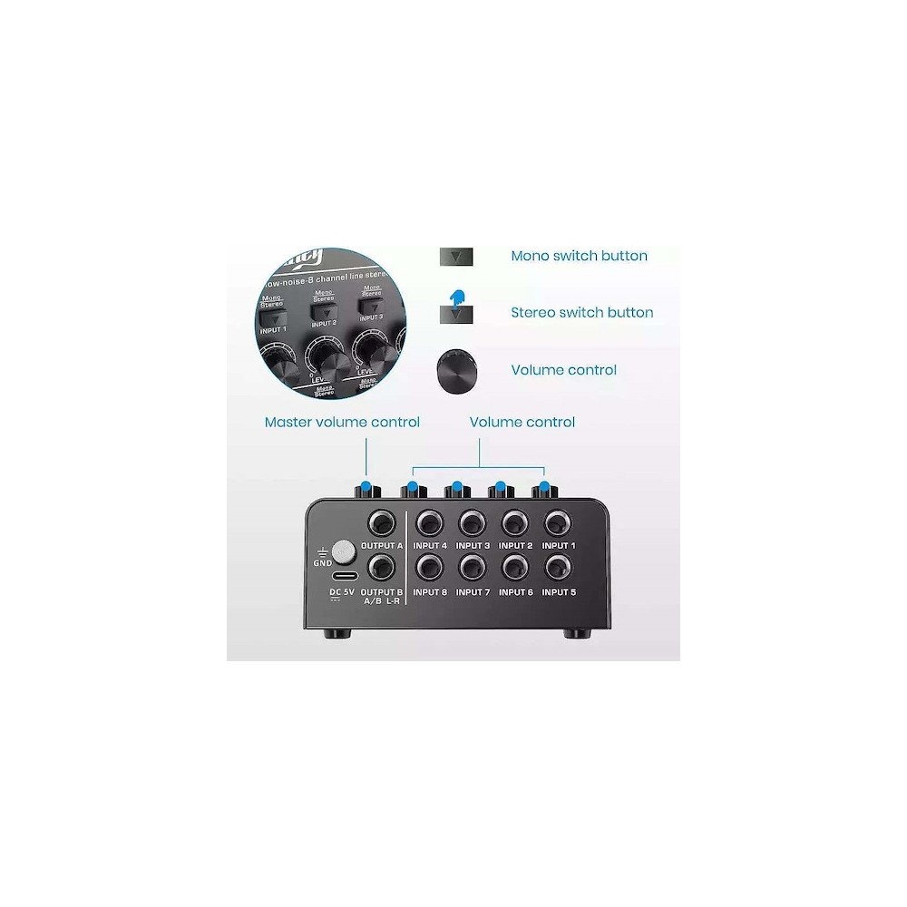 Mixer de Audio 8 Canales Donner MKO150
