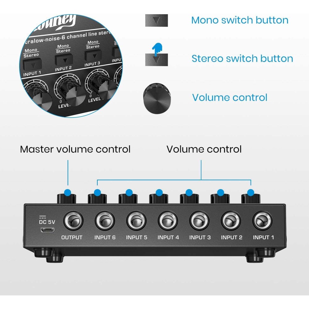 Mixer de Audio 6 Canales Donner MKO149